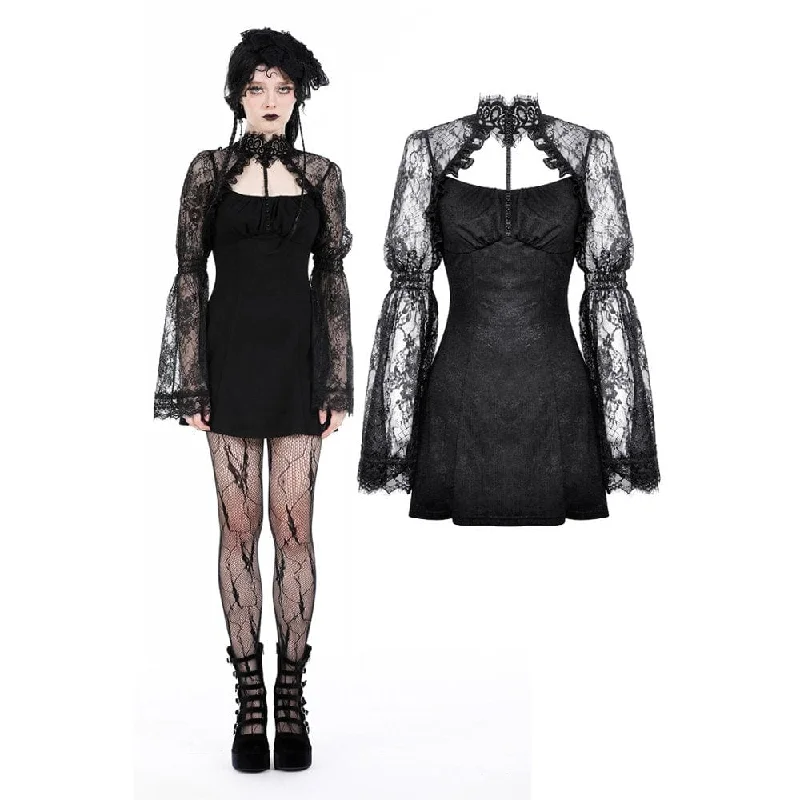 Women's Gothic Cutout Stand Collar Lace Dress