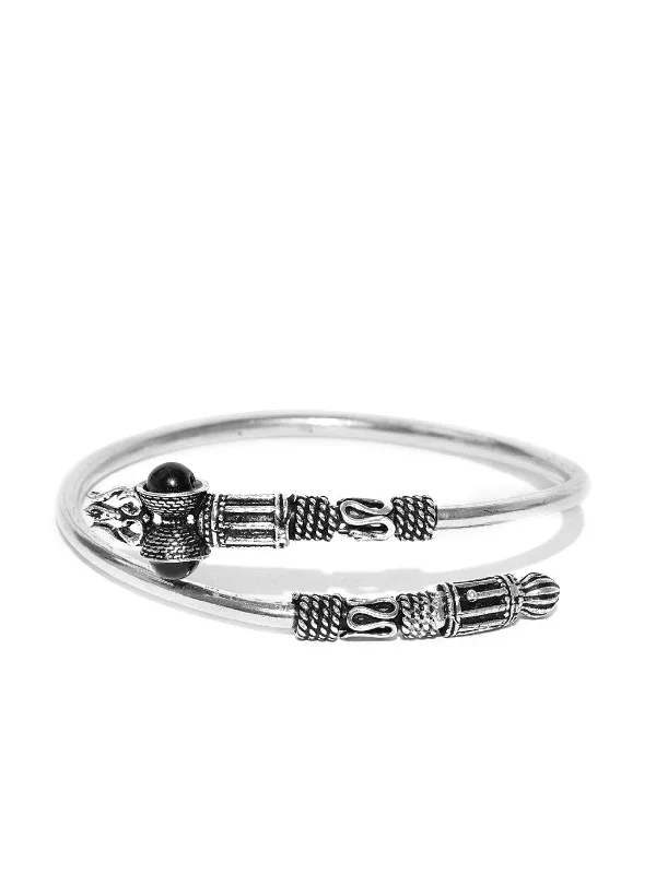 Women's Oxidised Silver-Toned & Black Beaded Bracelet For Women And Girls - Priyaasi