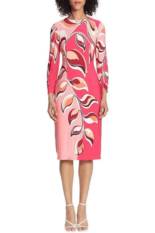 Maggy London G5296M - Printed Midi Long Sleeve Dress