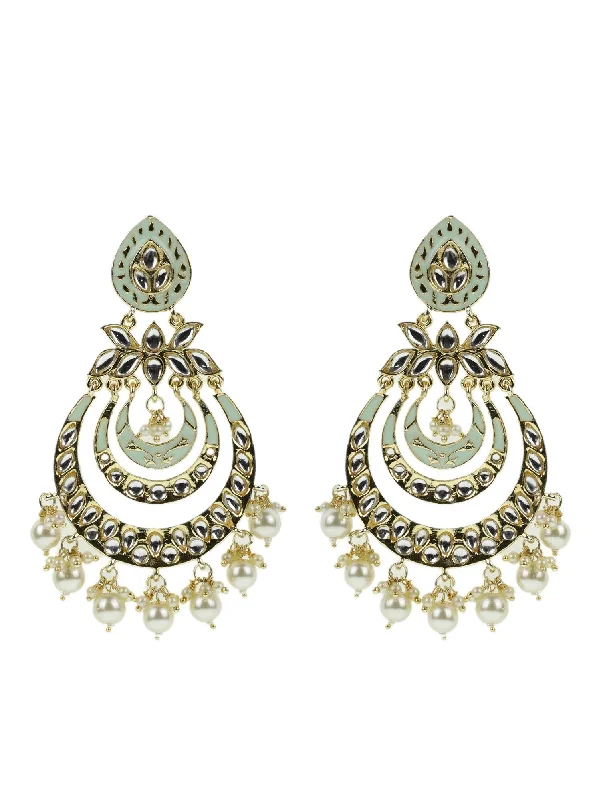 Women's Kundan Studded and beaded Chandbali Earring - Priyaasi