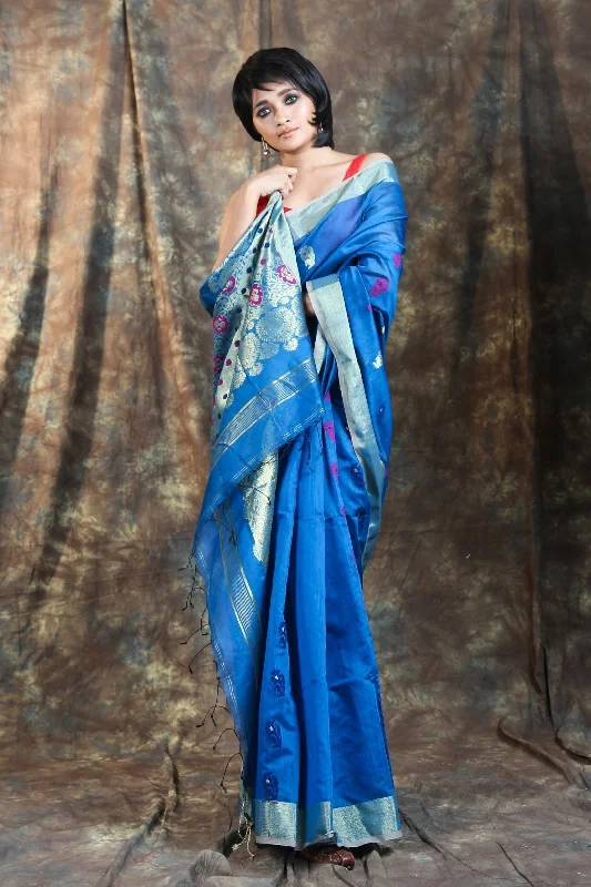 Women's Handloom Saree With Floral Pallu - Arhi