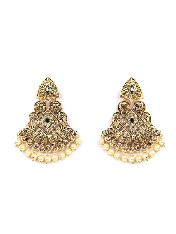 Women's Pearls Gold Plated Chandbali Earring - Priyaasi