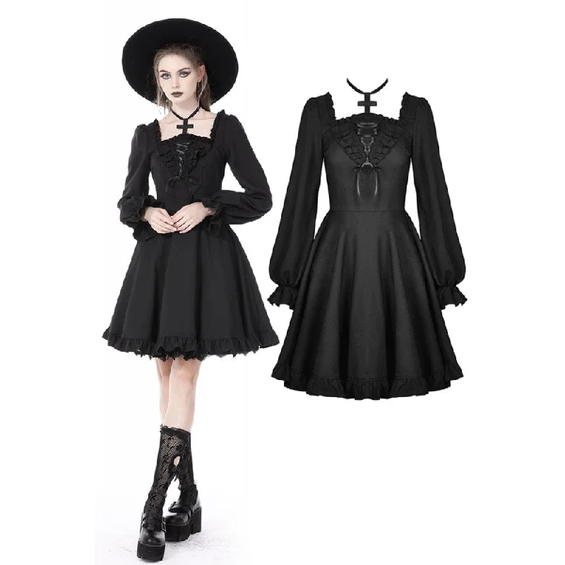 Women's Gothic Ruffled Cross Halterneck Dress