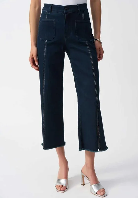 Joseph Ribkoff Embellished Culottes, Dark Blue Denim