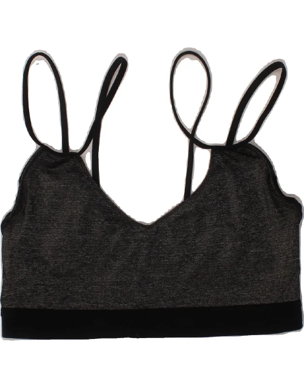 NIKE Womens Sport Bra Top UK 12 Medium Black Flecked Nylon