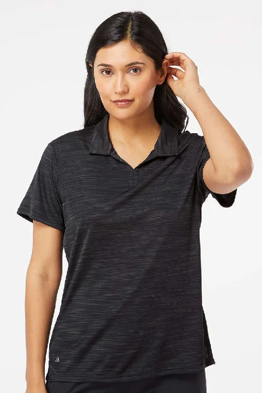 Adidas Womens UPF 50+ Short Sleeve Polo Shirt - Black Melange