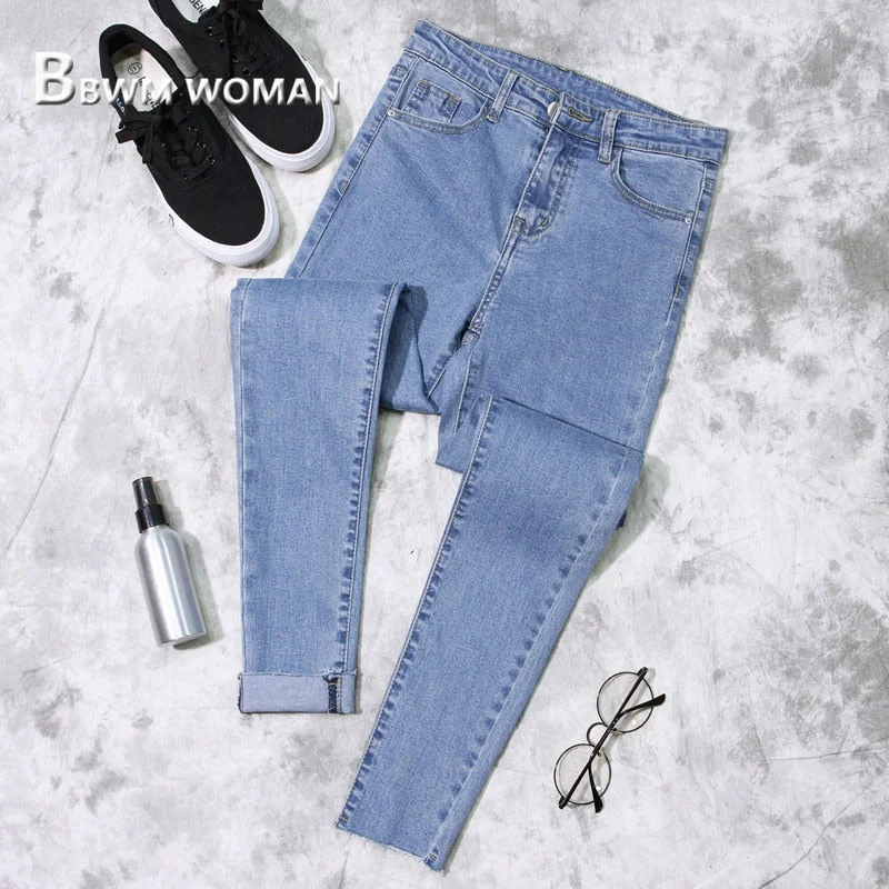 2019 Spring Slim Tight Women Jeans 3 Color Can Choose Female Trousers Pants