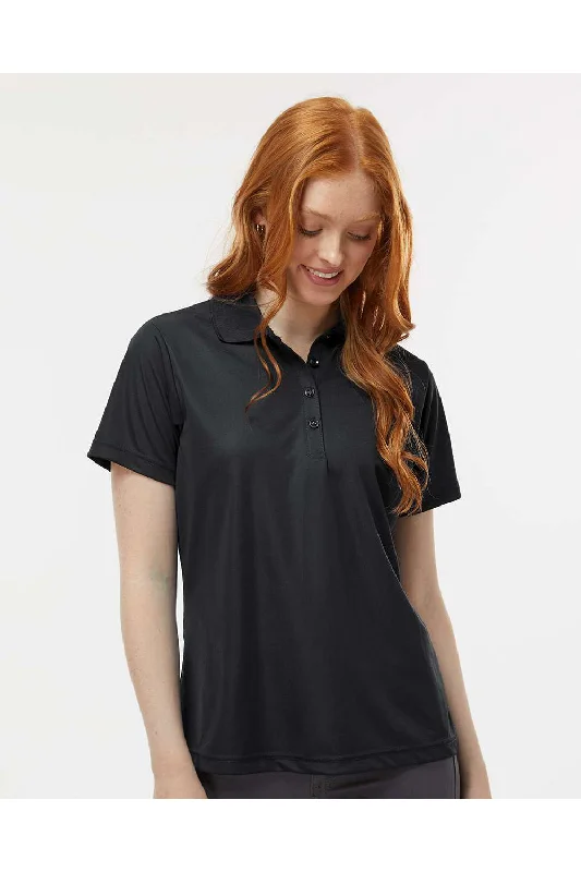 Paragon Womens Sebring Performance Moisture Wicking Short Sleeve Polo Shirt - Black