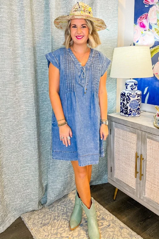 Waylon Mini Dress - Denim Blue