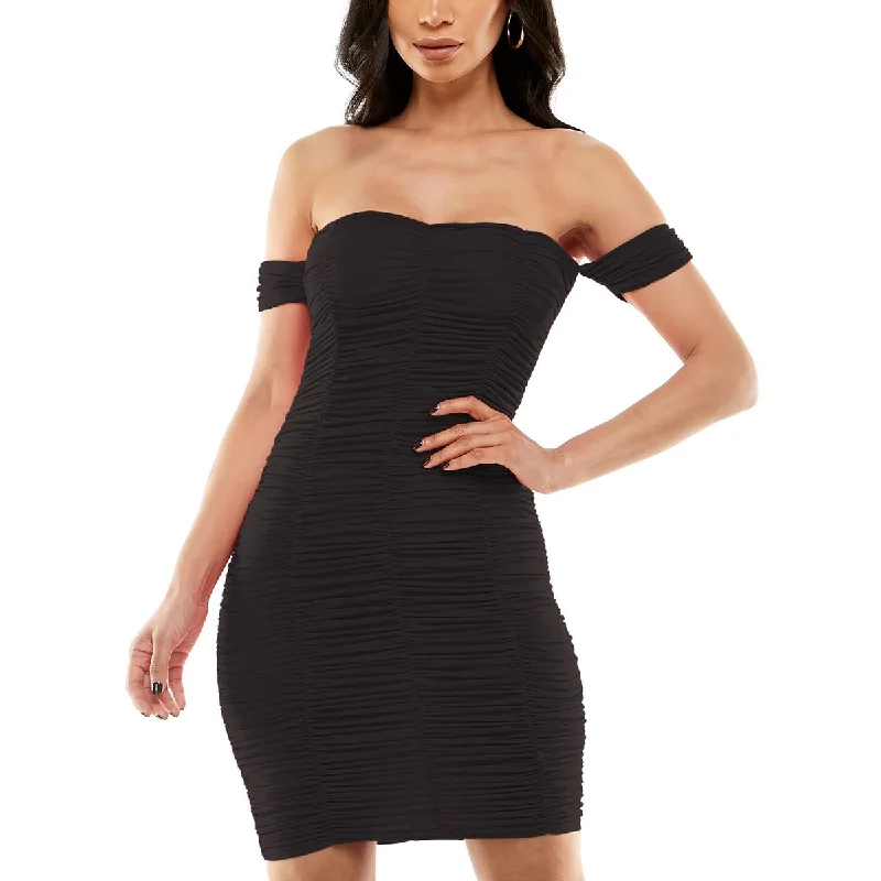 Jump Apparel Womens Ruched Mini Bodycon Dress