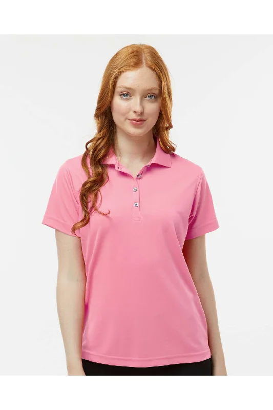 Paragon Womens Saratoga Performance Moisture Wicking Mini Mesh Short Sleeve Polo Shirt - Charity Pink