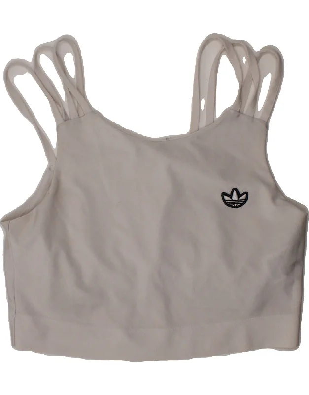 ADIDAS Womens Sport Bra Top UK 10 Small White Polyester