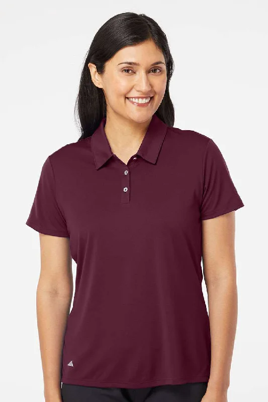 Adidas Womens Performance UPF 50+ Short Sleeve Polo Shirt - Maroon