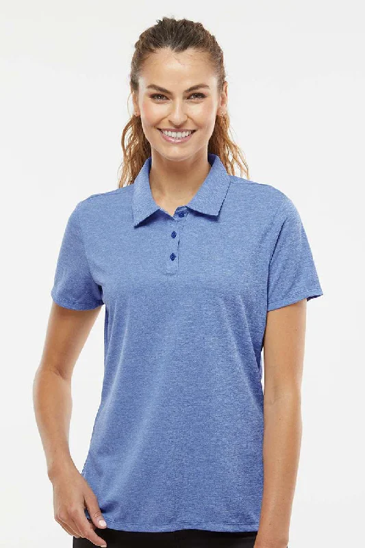 Adidas Womens Heathered Short Sleeve Polo Shirt - Collegiate Royal Blue Melange