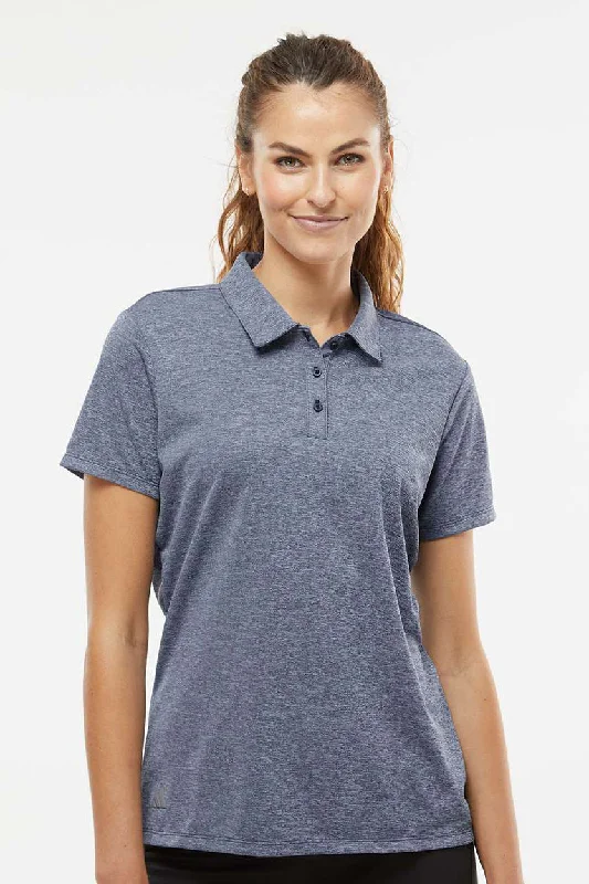 Adidas Womens Heathered Short Sleeve Polo Shirt - Collegiate Navy Blue Melange