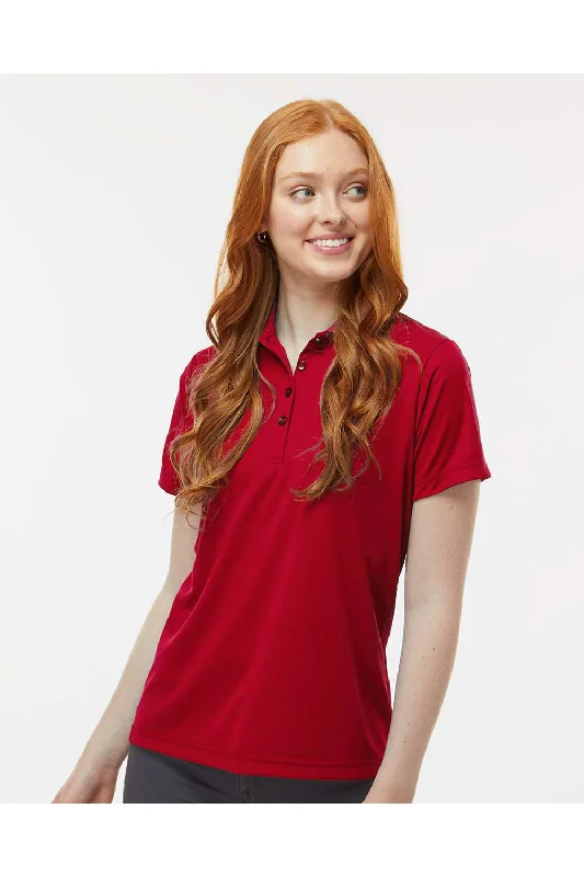 Paragon Womens Sebring Performance Moisture Wicking Short Sleeve Polo Shirt - Deep Red