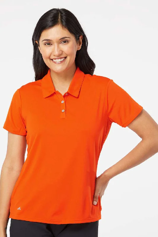 Adidas Womens Performance UPF 50+ Short Sleeve Polo Shirt - Orange - Closeout