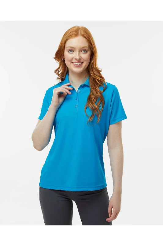 Paragon Womens Sebring Performance Moisture Wicking Short Sleeve Polo Shirt - Turquoise Blue