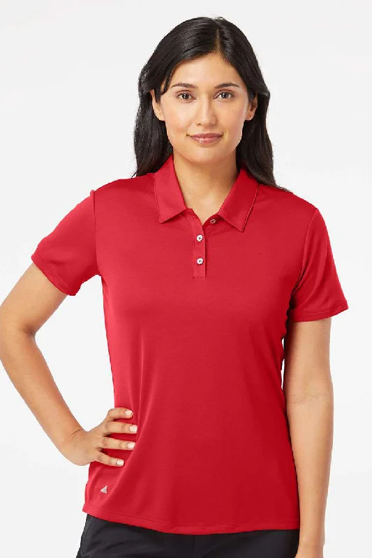 Adidas Womens Performance UPF 50+ Short Sleeve Polo Shirt - Collegiate Red