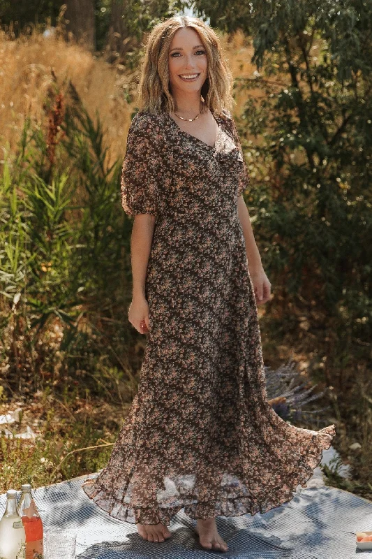 Camryn Maxi Dress | Brown Floral