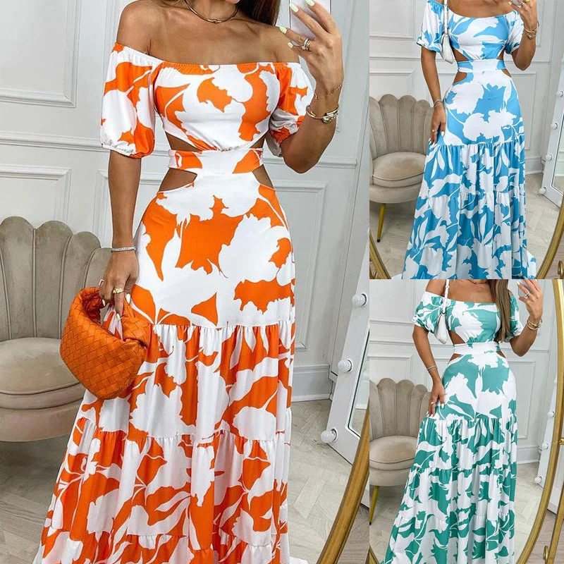 Sexy Off The Shoulder High Waist Summer Maxi Dresses