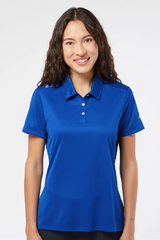 Adidas Womens 3 Stripes UPF 50+ Short Sleeve Polo Shirt - Collegiate Royal Blue/Grey