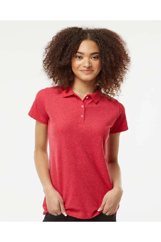 Tultex Womens Sport Short Sleeve Polo Shirt - Heather Red - Closeout