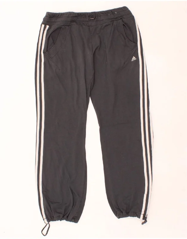 ADIDAS Womens Tracksuit Trousers UK 14 Large Black Cotton