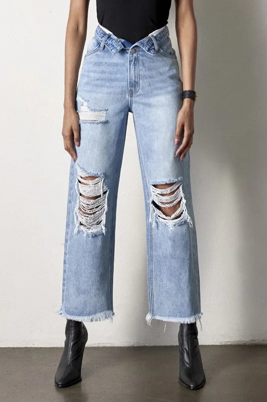 Flip Waist Straight Jeans