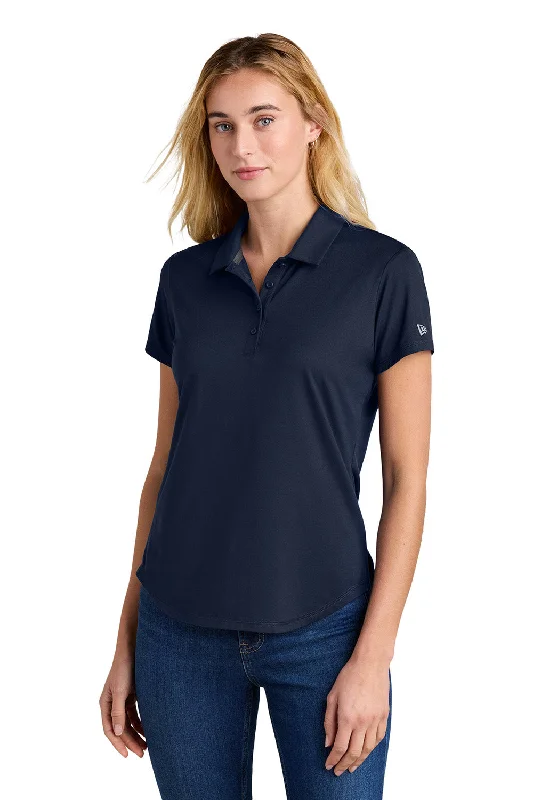 New Era Womens Power Moisture Wicking Short Sleeve Polo Shirt - True Navy Blue - New