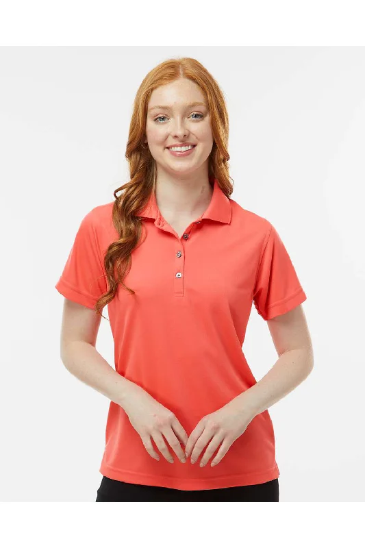 Paragon Womens Saratoga Performance Moisture Wicking Mini Mesh Short Sleeve Polo Shirt - Melon