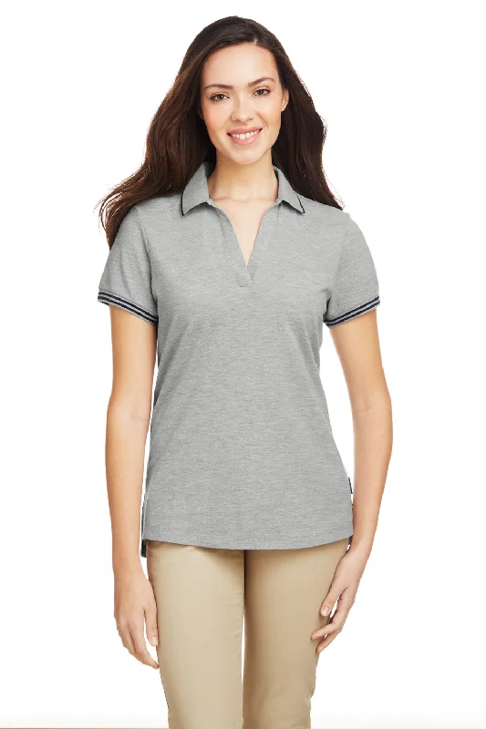 Nautica Womens Desk Short Sleeve Polo Shirt - Oxford Grey/Navy Blue