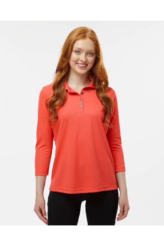 Paragon Womens Lady Palm Moisture Wicking 3/4 Sleeve Polo Shirt - Melon