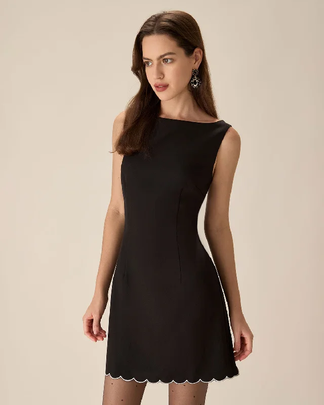 Black Contrasting Sleeveless Mini Dress