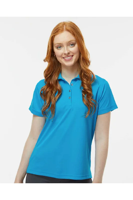 Paragon Womens Saratoga Performance Moisture Wicking Mini Mesh Short Sleeve Polo Shirt - Turquoise Blue