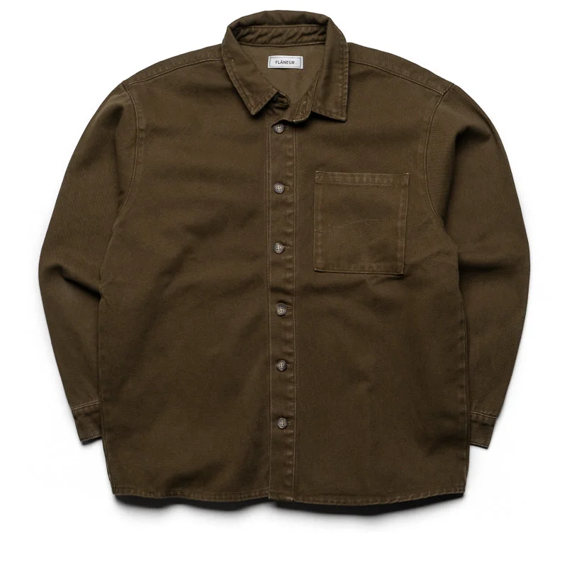 Flaneur Denim Shirt - Army Green