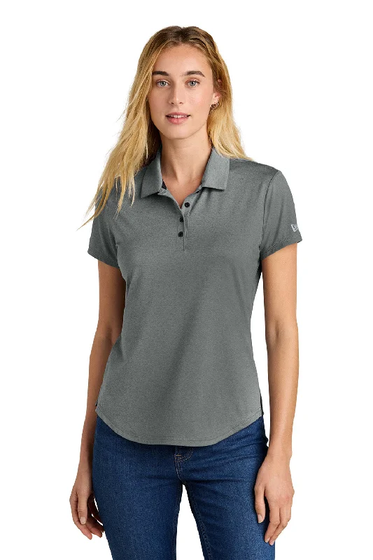 New Era Womens Power Moisture Wicking Short Sleeve Polo Shirt - Heather Shadow Grey - New