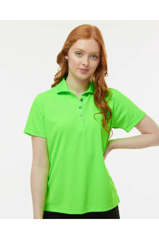 Paragon Womens Saratoga Performance Moisture Wicking Mini Mesh Short Sleeve Polo Shirt - Neon Lime Green