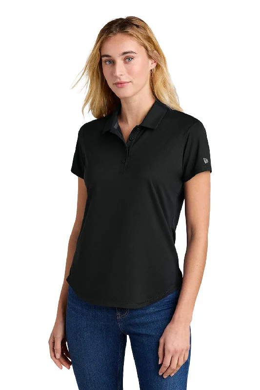 New Era Womens Power Moisture Wicking Short Sleeve Polo Shirt - Black - New