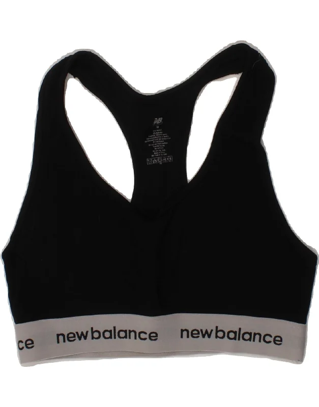 NEW BALANCE Womens Sport Bra Top UK 12 Medium Black Nylon