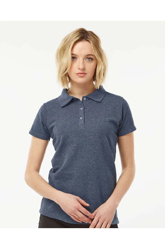 Tultex Womens Sport Short Sleeve Polo Shirt - Heather Navy Blue - Closeout