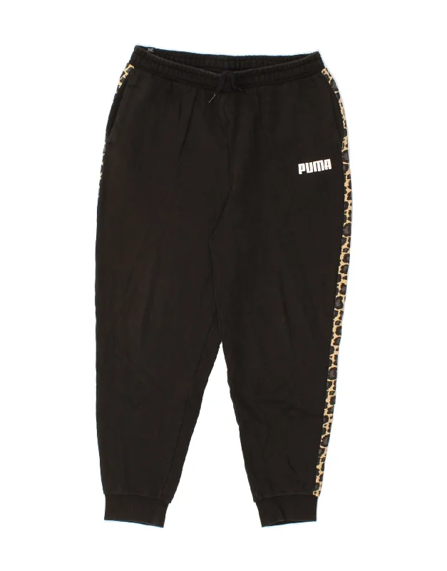 PUMA Womens Tracksuit Trousers Joggers UK 14 Medium  Black Animal Print