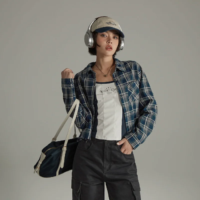 Vintage Check Boxy Crop Shirt