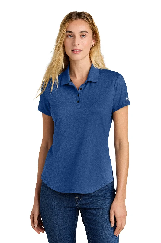 New Era Womens Power Moisture Wicking Short Sleeve Polo Shirt - Heather Royal Blue - New