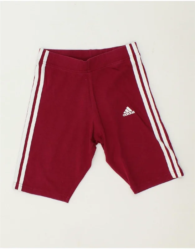 ADIDAS Womens Sport Shorts UK 4/6 XS  Maroon Cotton