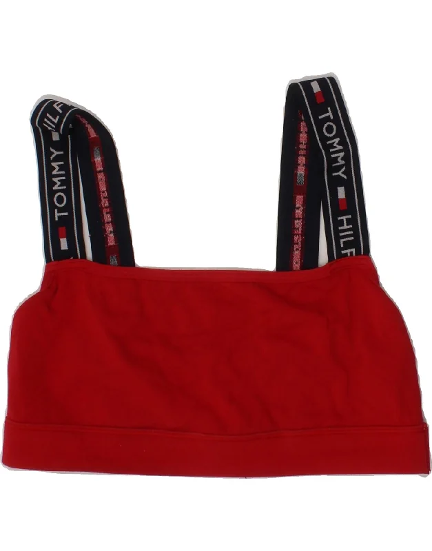 TOMMY HILFIGER Womens Sport Bra Top UK 14 Large Red Cotton