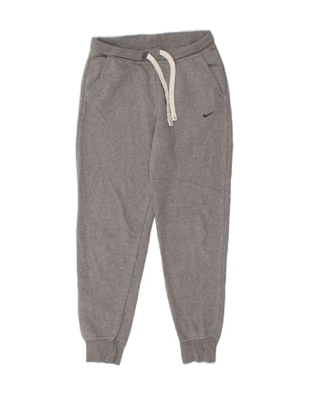 NIKE Womens Dri Fit Tracksuit Trousers Joggers UK 8 Small  Grey Cotton