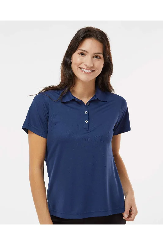 Paragon Womens Saratoga Performance Moisture Wicking Mini Mesh Short Sleeve Polo Shirt - Navy Blue