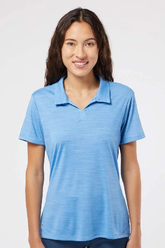 Adidas Womens UPF 50+ Short Sleeve Polo Shirt - Lucky Blue Melange - Closeout