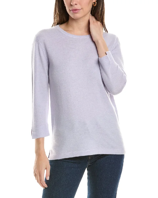 Forte Cashmere 3/4-Sleeve Crew Cashmere Sweater